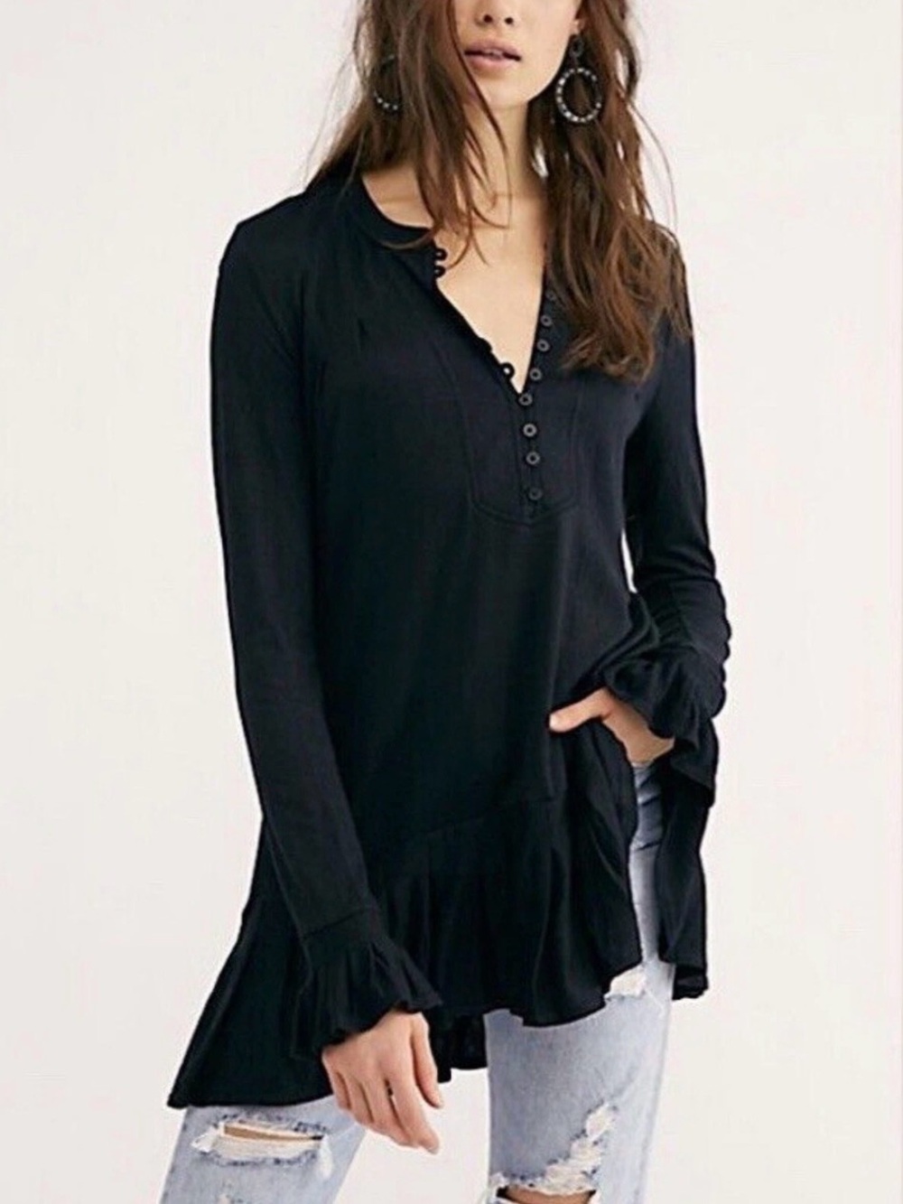 Free People Your Girl Tunic Dress Black Size S